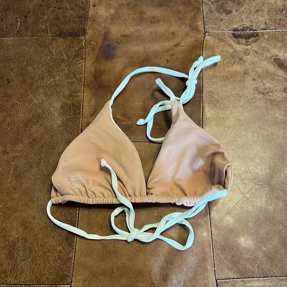 Monday Swimwear Palma bikini top 2 tone tan and ivory